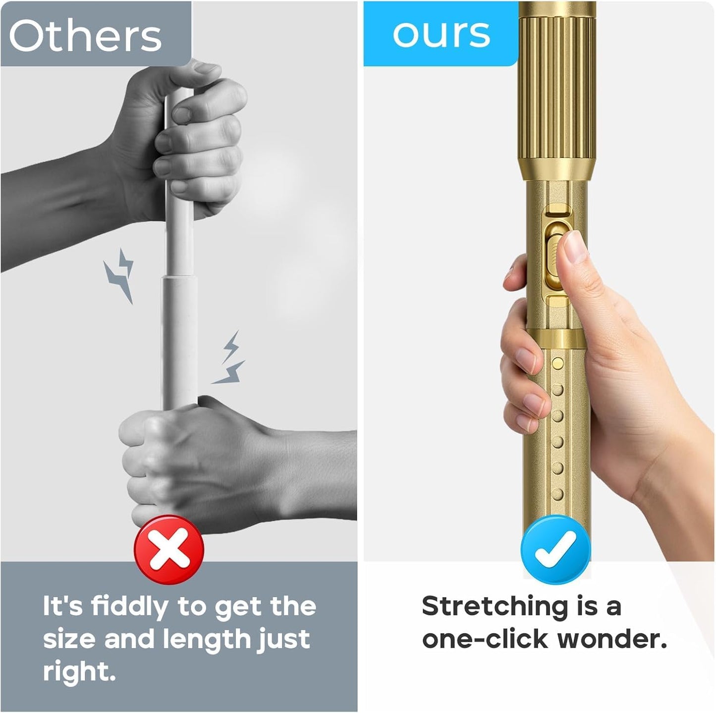 ZipGlo Heavy Duty Tension Curtain Rod 41-103 Inch (4-8 Ft), 26LB No-Drill Renter Friendly & Damage-Free, Adjustable Rod for Shower, Bathroom, Window, Patio Outdoor Curtains, 1.26-In Diameter, Gold