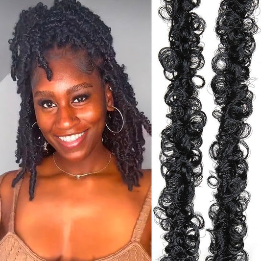 12 Inch Distressed Butterfly Locs Crochet Hair, 8 Packs Pre Looped Thick Distressed Locs Crochet Hair Long Black Butterfly Jumbo Loc Light Weight Soft Faux Locs