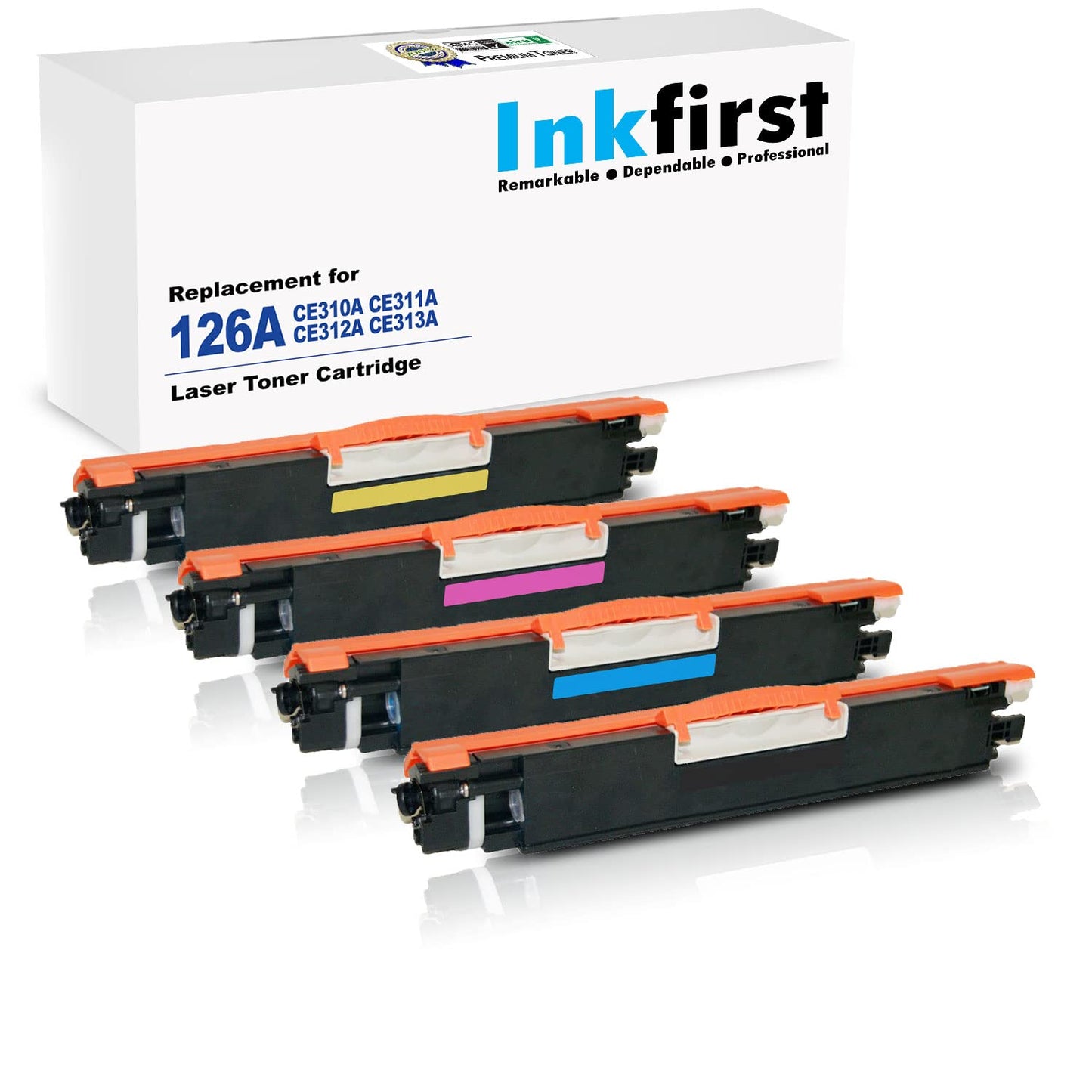 1 Set of 4 Inkfirst Compatible Toner Cartridges Replacement for HP CE310A CE311A CE312A CE313A 126A Color LaserJet Pro CP1025nw M175nw TopShot M275 MFP Black Cyan Magenta Yellow