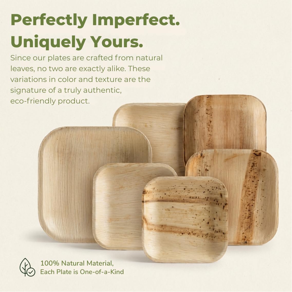 Palm Leaf Plates 4 Inch Bamboo Plate Disposable 100 Pack Small Dessert and Appetizer Square Party Plates Biodegradable Compostable Cocktail Better Than Paper Plate By KoalaLove