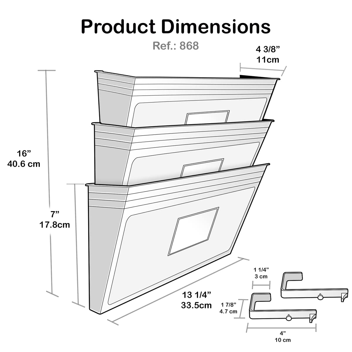 Acrimet Wall Mount Pocket File Organizer Holder Modular Letter Size A4 Plastic (Hangers Included) (Clear Crystal Color) (3 Pack)