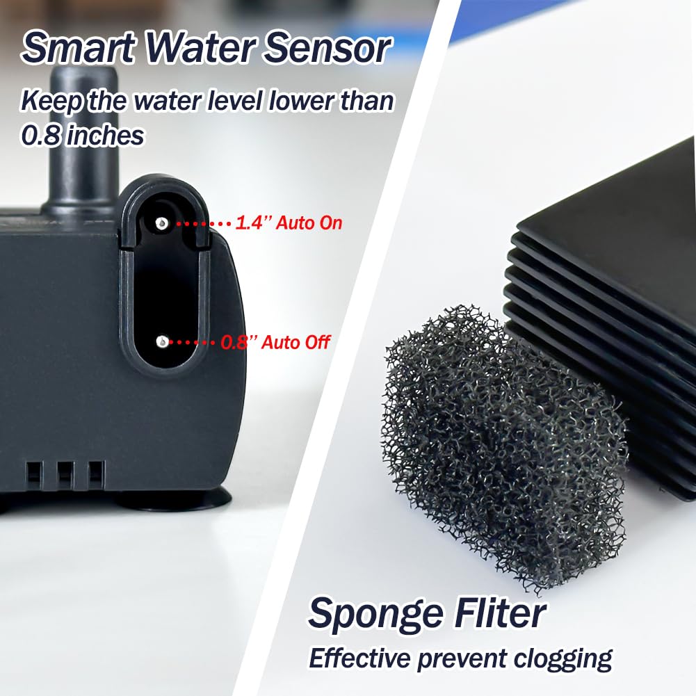 Automatic Small Sump Pump with Water Sensor, 8 FT Lift 70 GPH 115V/230V Mini Condensate Pump with Float Switch, Water Removal for Dehumidifier, Air Conditioner, Ice Maker, Basement, Auto On Off