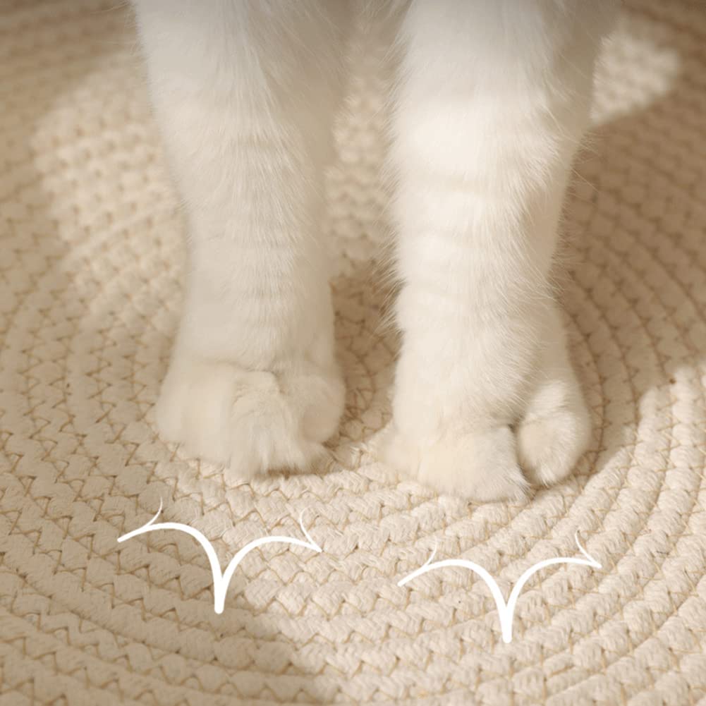 Handwoven Cotton Rope Cat Bed Cat Hammock Foldable Sleeping Nest Basket Handmade Natural Cradle Scratcher Cuddler for Kitten Cute Style with a Playing Rope Ball (Brown-Large)