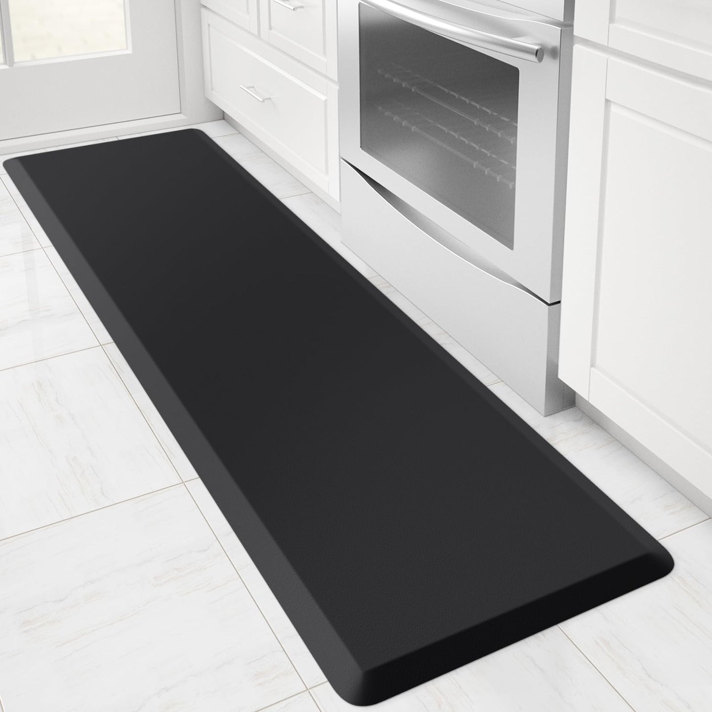 StepTastic Anti-Fatigue Kitchen Mat Non-Slip Kitchen Floor Mat Waterproof Comfort Standing Mat for Home Office Laundry 17.3"x60" Black