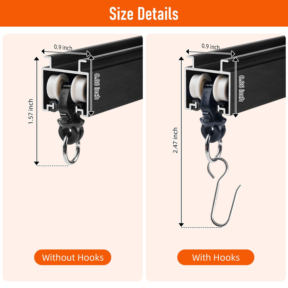 Ceiling Curtain Track Wall Mount with Silent Strip and Hooks, Curtain Rail Track Ceiling for Room Divider, RV Curtain Track, Living Room, Bedroom, Bathroom, 9 Feet