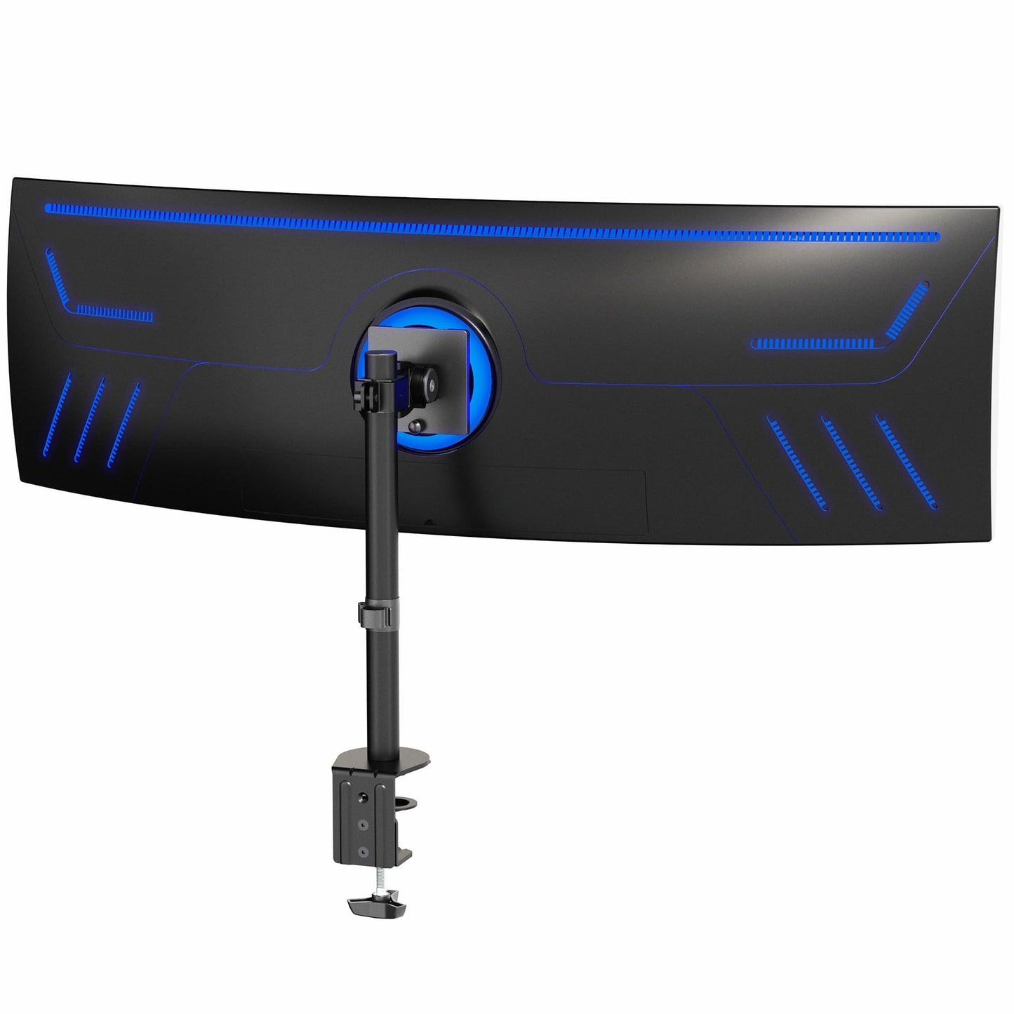 VIVO Clamp-on Single Ultra Wide Monitor Desk Mount, Low Profile Heavy Duty Adjustable Stand for 1 Ultrawide Screen up to 49 inches, 20kg Capacity, Black, STAND-V100C