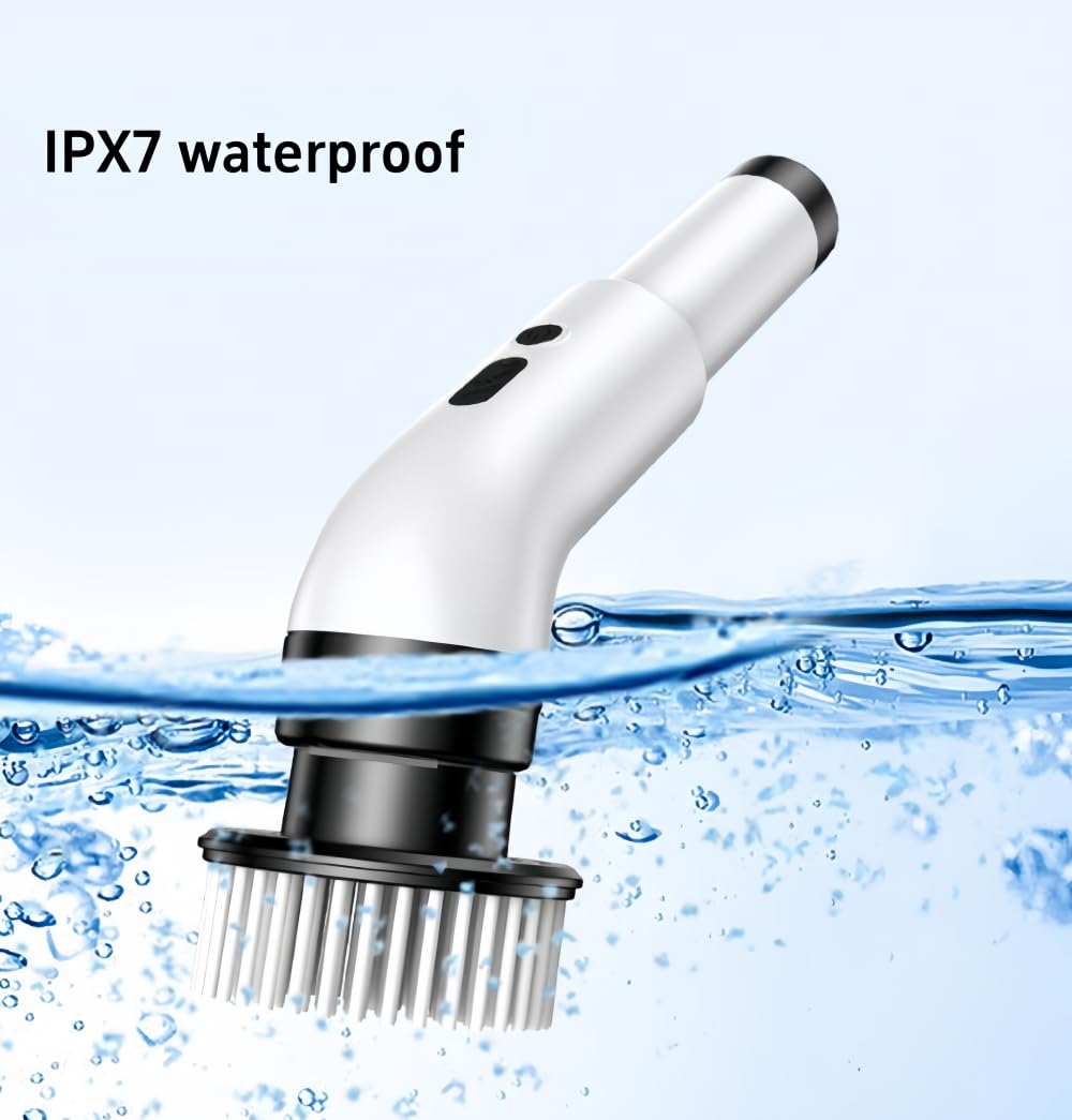 Electric Spin Scrubber, [IPX7 Waterproof] Cleaning Brush with 9 Replaceable Brush Heads, Power Scrubber for Bathroom, Kitchen, Floor, Tub, Toilet