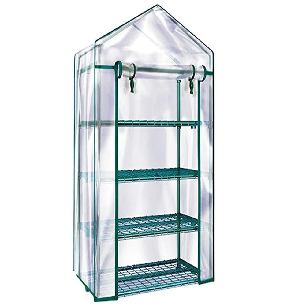 #G303A00-US Solution4Patio 4-Tier Garden Mini Greenhouse Portable for Indoor/Outdoor, Pequeño invernadero, Transparent PVC Thick Cover, Heavy Duty Frame, Double Zipper, 27 in. W x 19 in. D x 63 in. H