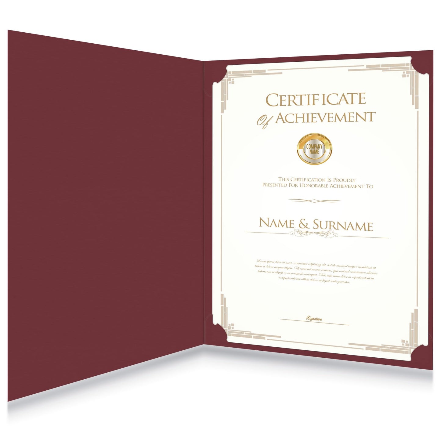 HAUTOCO 50 Packs Certificate Holders, Burgundy Diploma Holders, Document Award Covers Certificate Folders with Gold Foil Border for 8.5x11 Letter Size