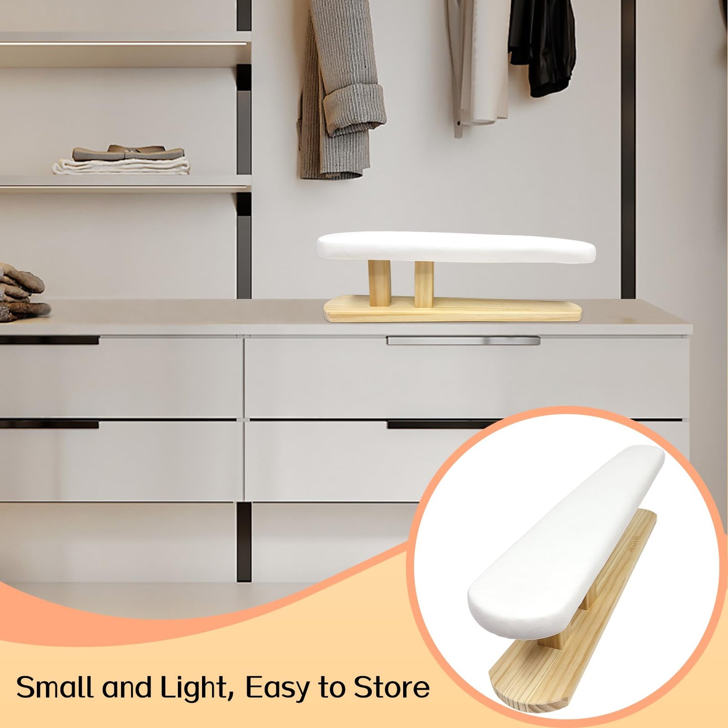 DE-LIANG Padded Chest & Sleeve Tailor Ironing Board Long with Wooden Base for Household Tools, Tailor Dress Forms, Sewing and Tailoring Studio