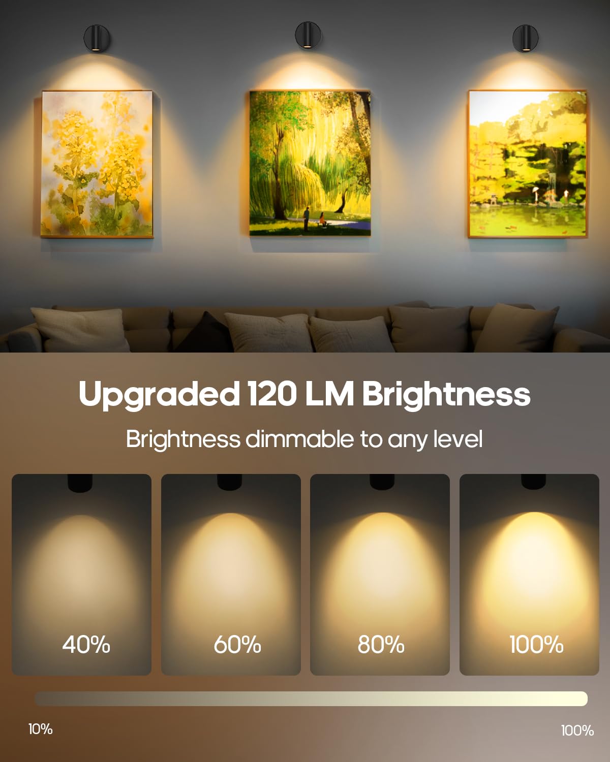 GOODEA Spotlights Indoor, 3000mAh Rechargeable Battery Plant Spotlight Indoor with Remote, Wireless Led Uplighting with 3 Colors & Timer, Mini Picture Light for Painting, Accent Lighting (2 pcs)