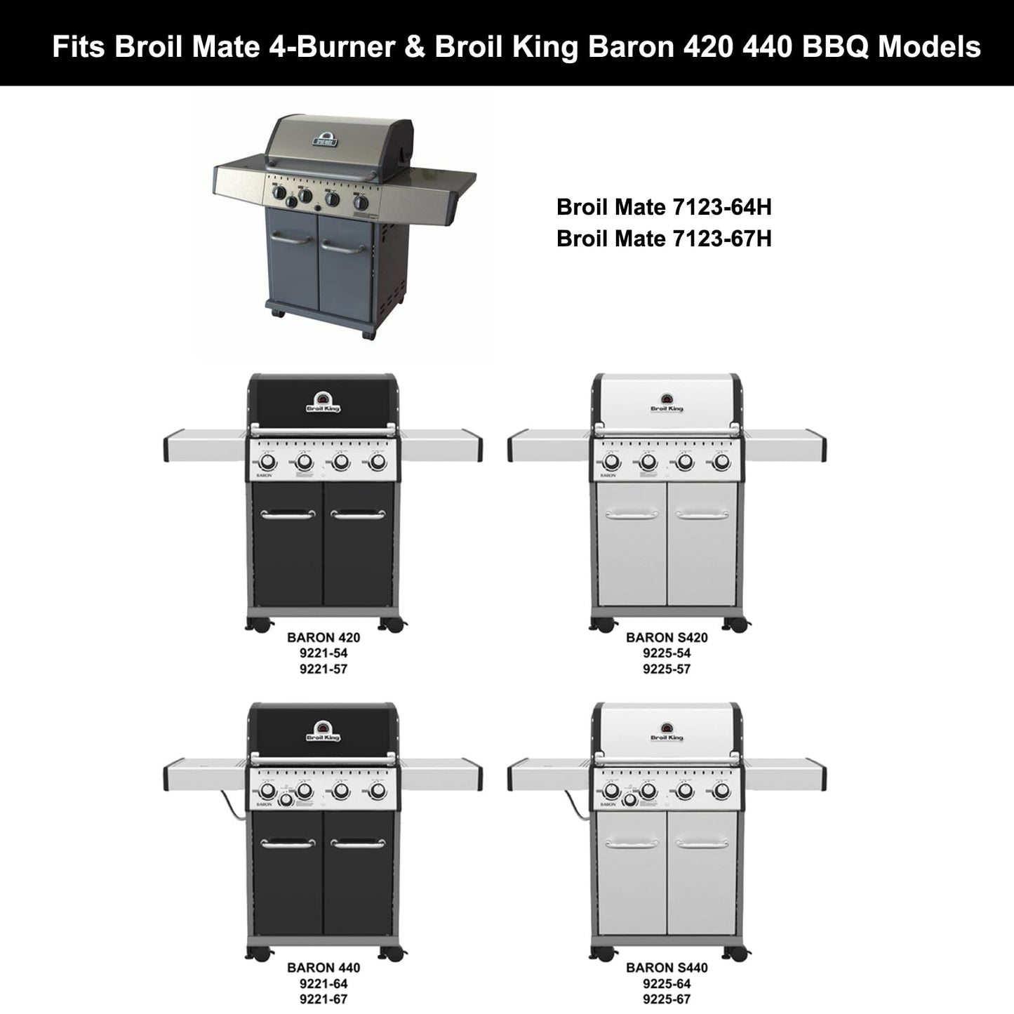 BBQSAVIOR SP51 BBQ Parts Heat Shield Replacement for Broil King Baron, Broil Mate 7123-64H, 7123-67H, Huntington Barbecue Gas Grills, 15 7/8 x 6 inch Heat Plate 52209-404, 4-Pack