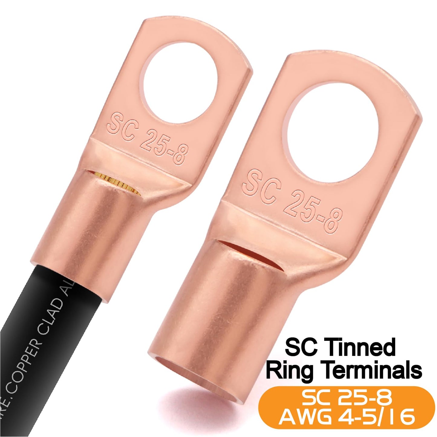 4 Gauge Wire (25ft Each- Black/Red) Copper Clad Aluminum CCA,20pcs Lugs Terminal Connectors with 3:1 Heat Shrink Tube for Power/Auto,Amplifier,Ground Cable
