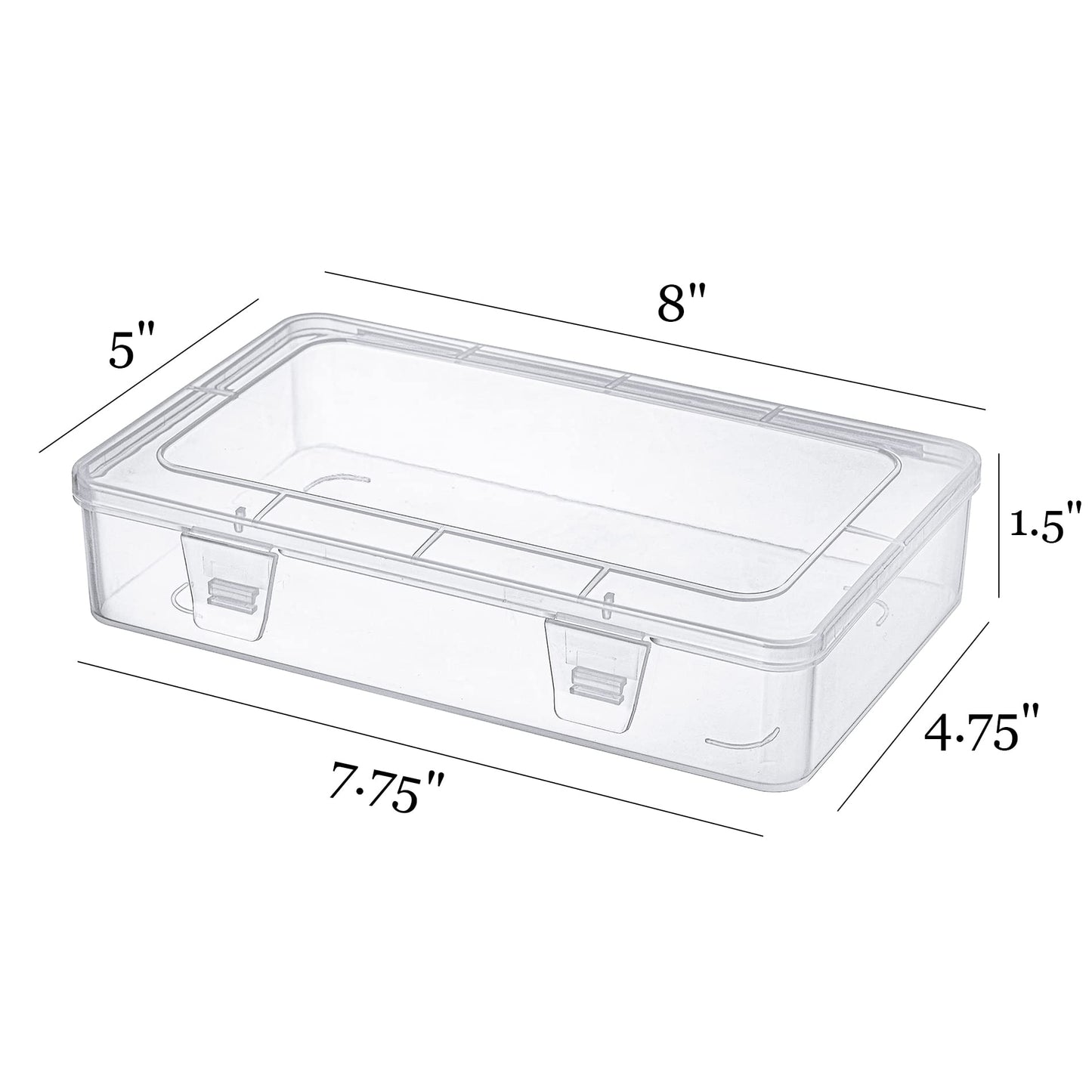Kingrol 12 Pack Clear Plastic Storage Containers with Lids, 8 x 5 x 1.75 Inch Empty Hinged Boxes, Stackable Organizer Boxes for Home, Office, Craft Supplies