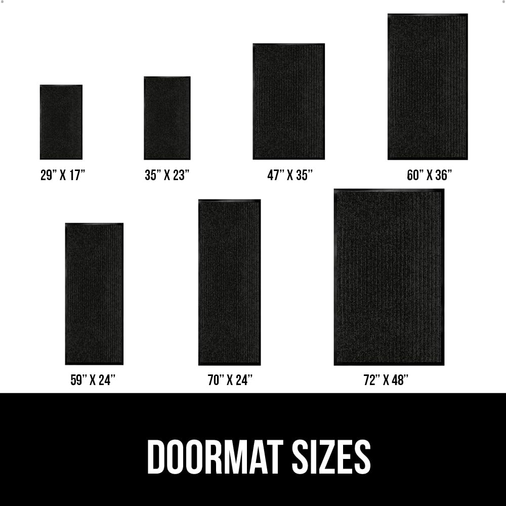 GORILLA GRIP Traffic Guard Door Mat, 2 Pack, Heavy Duty Waterproof Doormat, Commercial Office Space Welcome Mats, Stain and Fade Resistant, Low Profile, Strong Rubber Backing, 29x17, Black