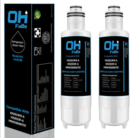 OHFULLS HX2019FR-A HX2019F-A Water Filter Replacement, Compatible with Hisense HRM260N6TSE HRFD560SW HRCD585BW HRFD634BW HRCD650BW HRCD586TBWB Mora MRM260N6TSE, 2-Pack