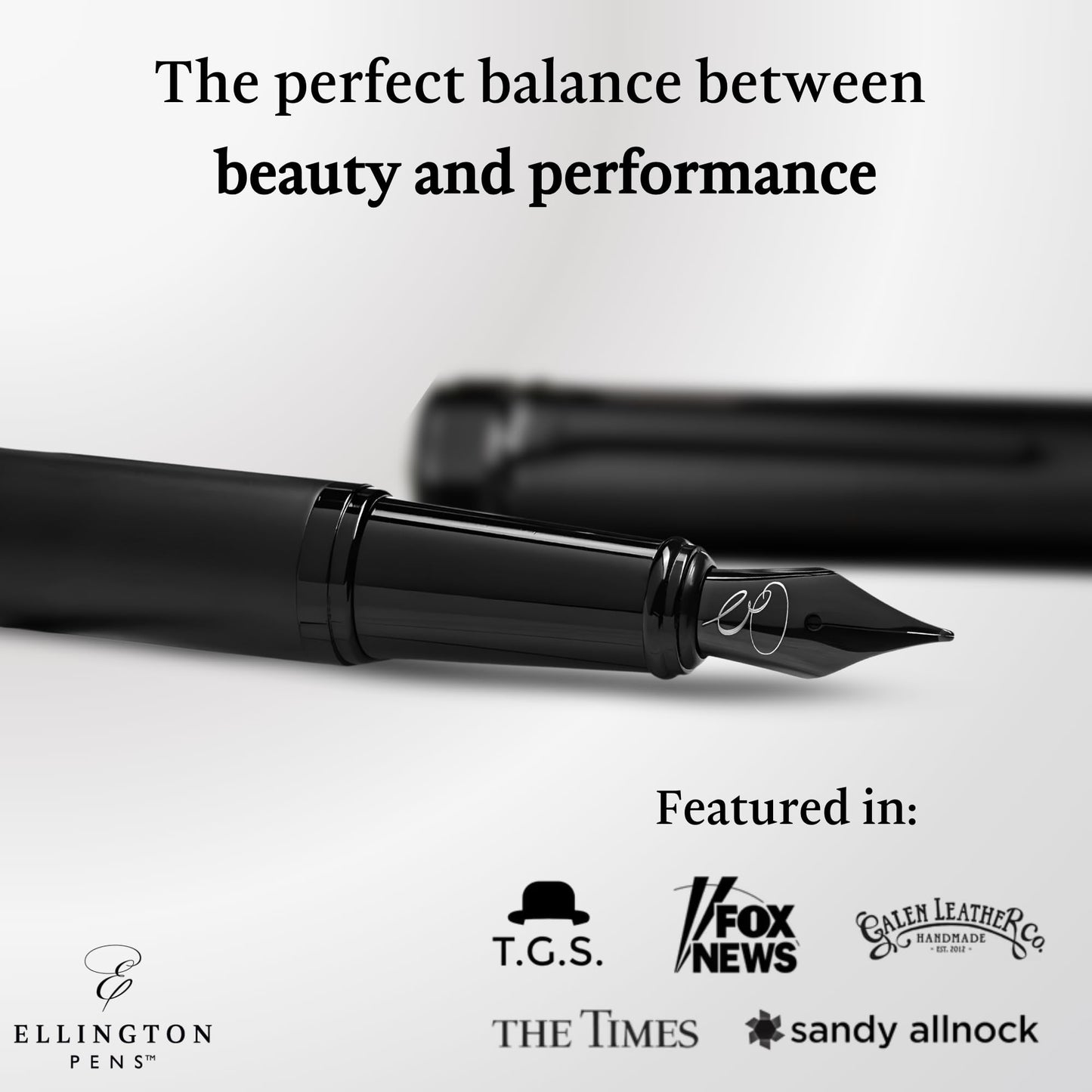 Ellington Pens Luxury Fountain Pen Set- Fountain Pens for Writing - Smooth Medium Nib - Includes Refillable Ink Converter, 3 Ink Cartridges [Black & Blue], Gift Box - Elegant Calligraphy