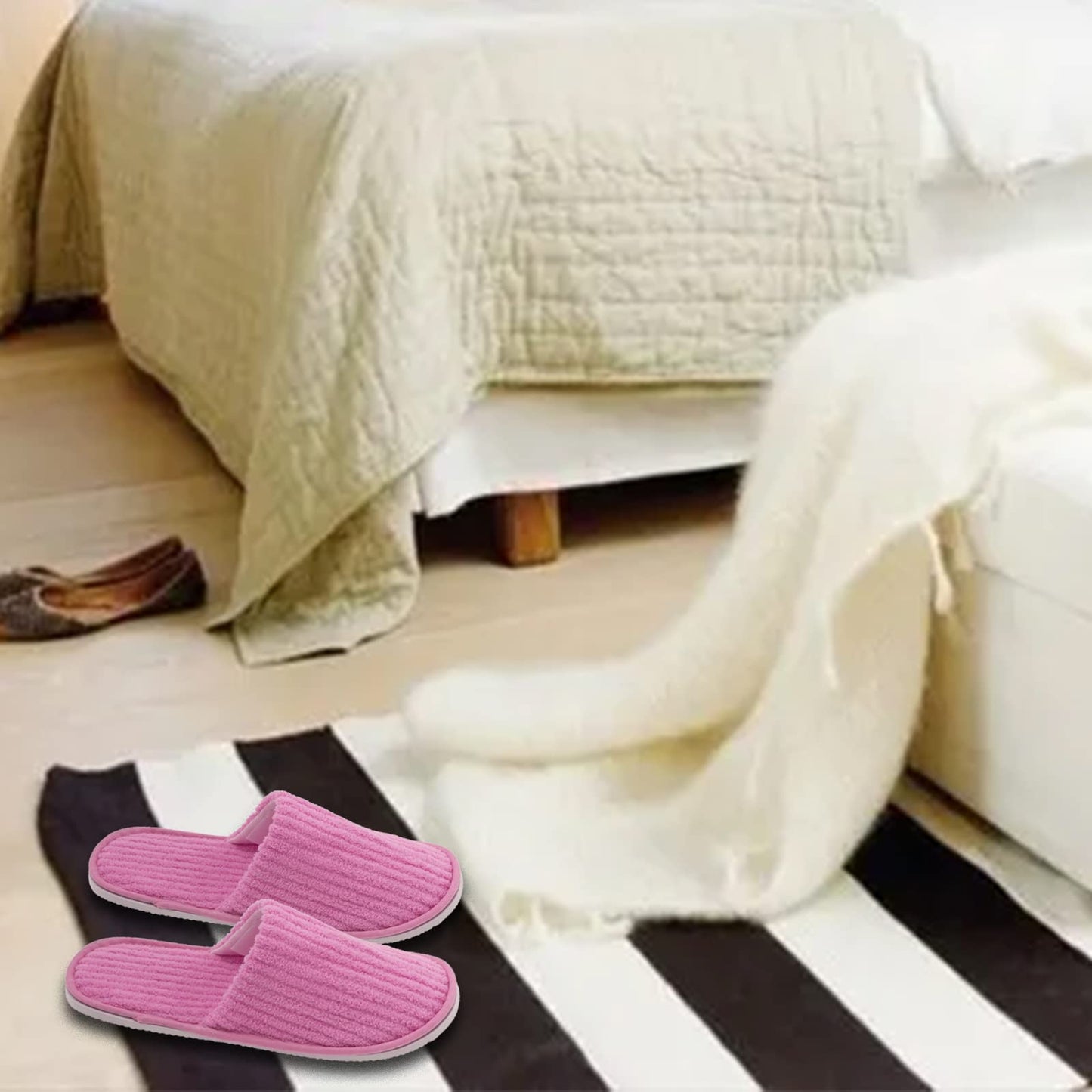 12 Pairs Disposable Slippers, Washable Disposable Home Slippers Spa Hotel Slippers Reusable Home Slippers for Family Spa Guests Hotels(6 color)