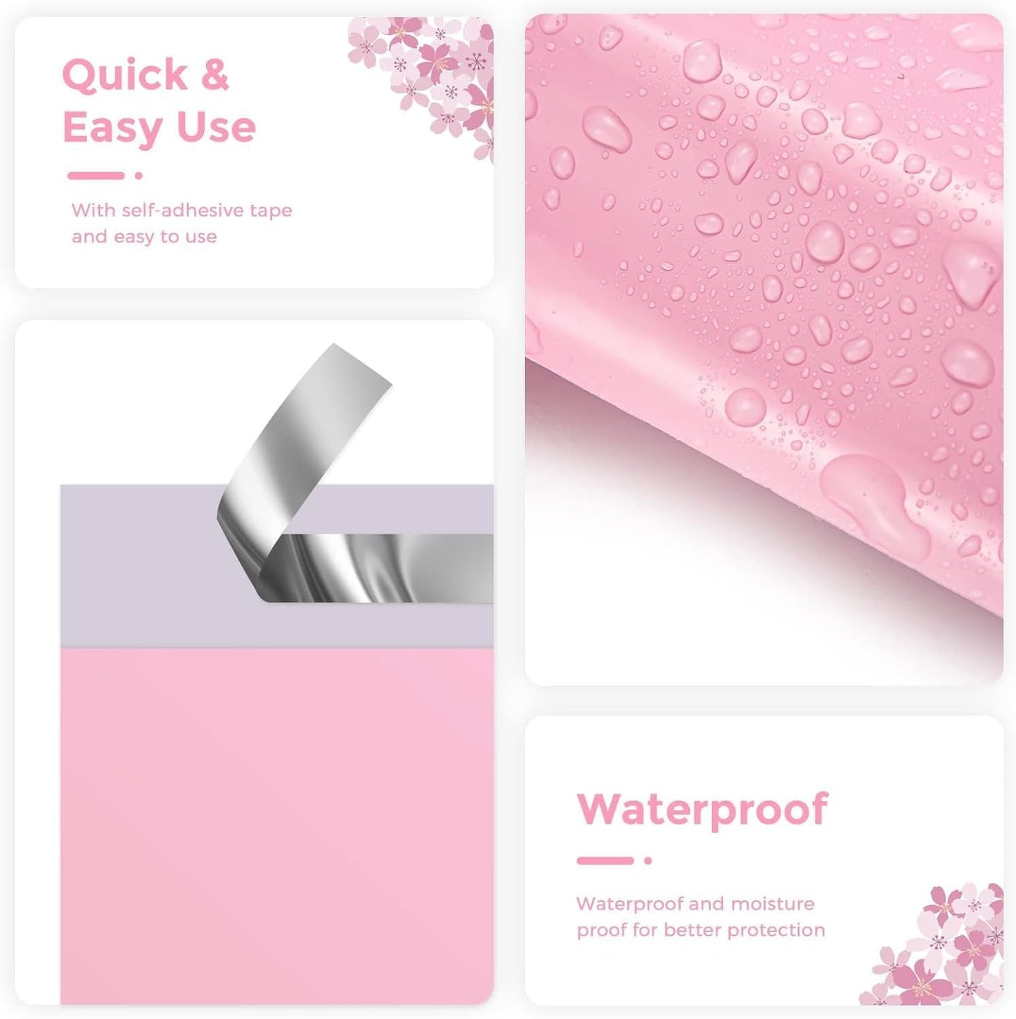 Fuxury Poly Mailers 10x13 Inch 500pc,Sturdy Shipping Bags for Clothes,Self Adhesive Mailing Shipping Envelopes,Waterproof Mailers Poly Bags,Colorful Packaging Bags for Business, Light Pink