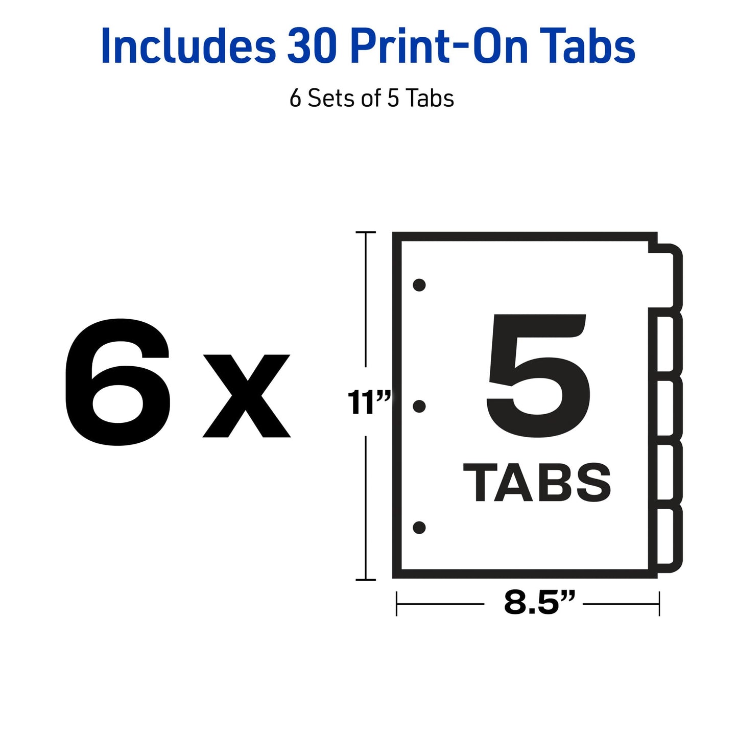 Copier Tab Dividers - Unpunched, 8-1/2" x 11", 5 Tab