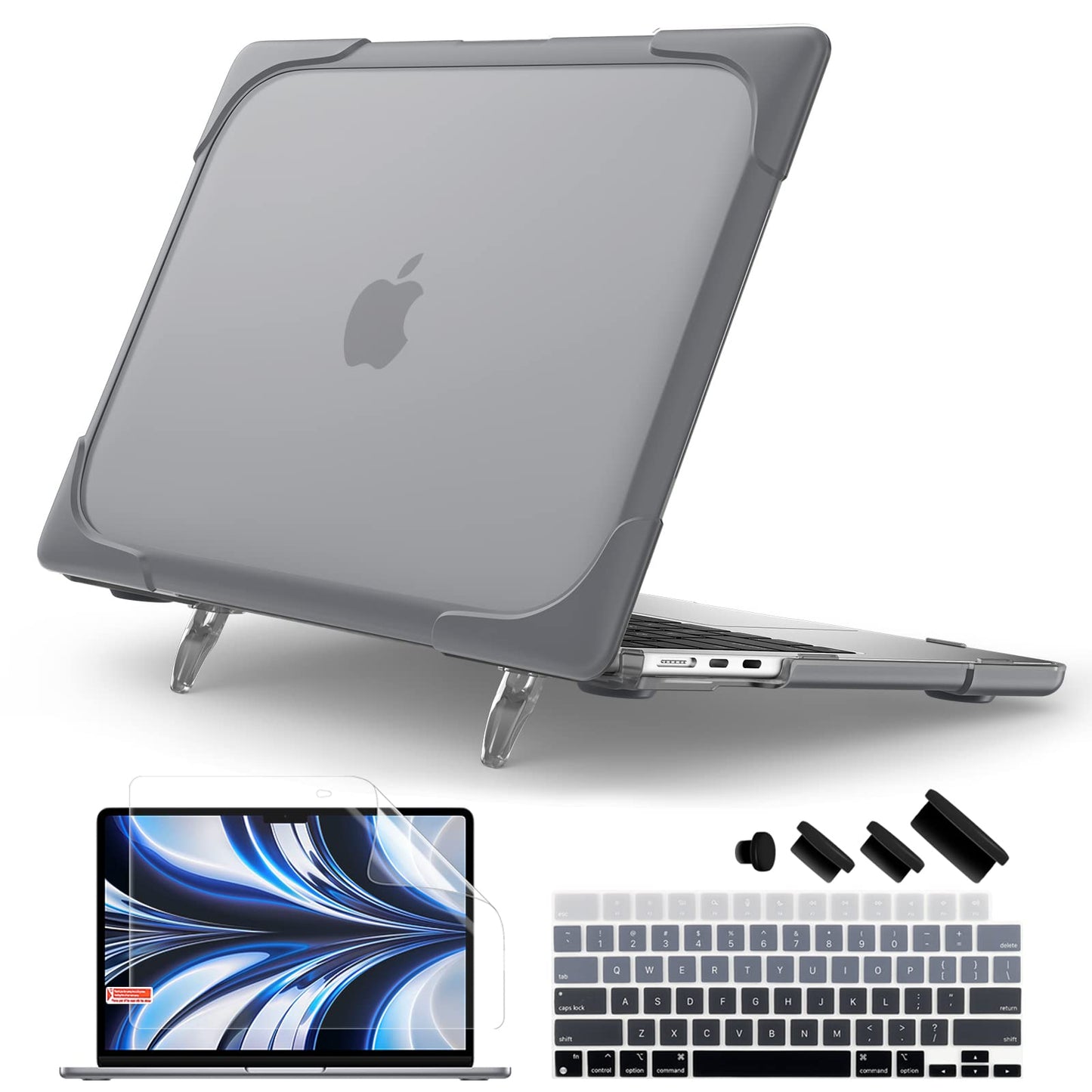 Batianda FlexStand Heavy Duty Case for MacBook Air 13.6 inch, Matte Gray