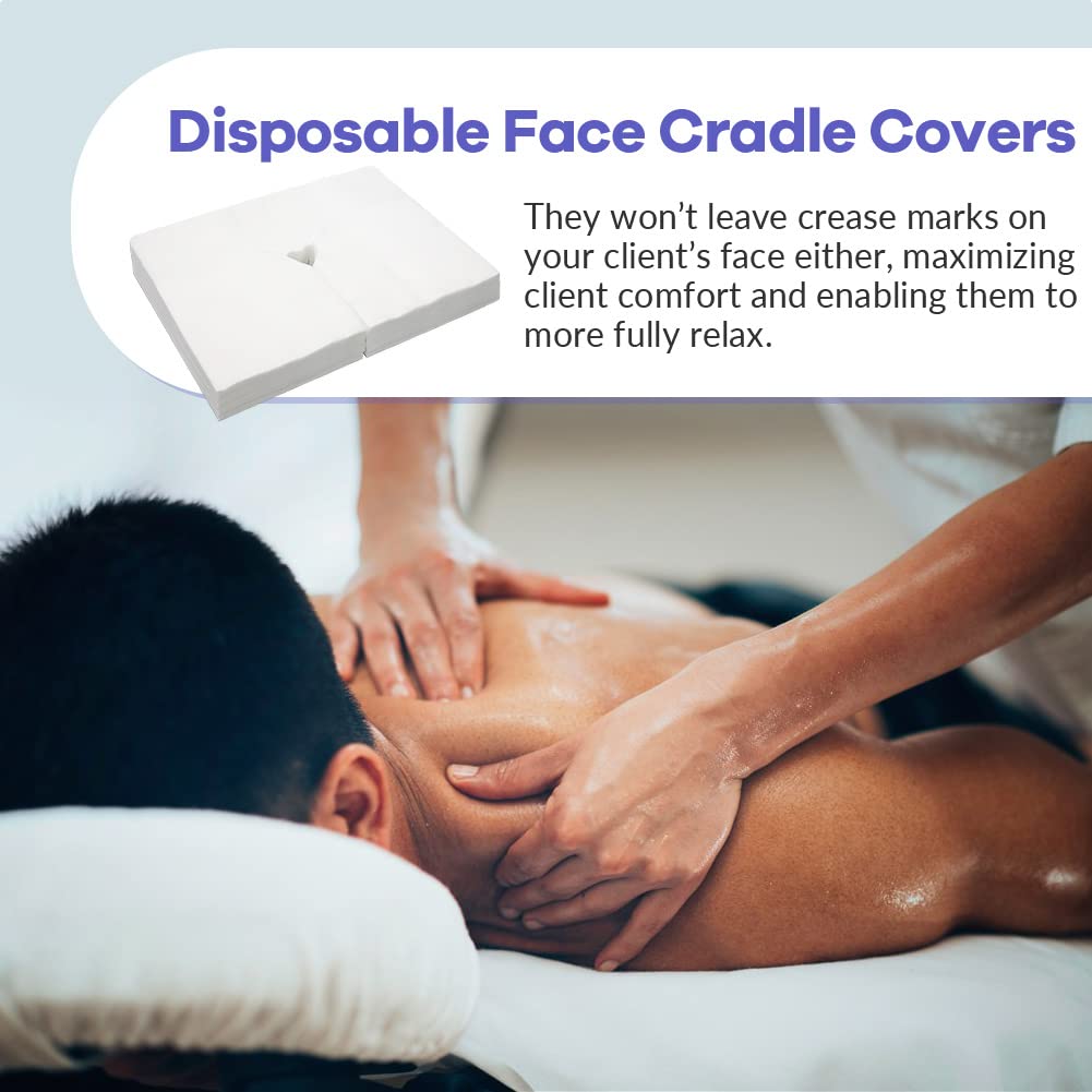 300PCS Upgrade Disposable Face Cradle Covers, Medical-Grade, Ultra Soft, Luxurious, Non-Sticking Massage Face Covers, Large Disposable Headrest Covers for Massage Tables and Massage Chairs