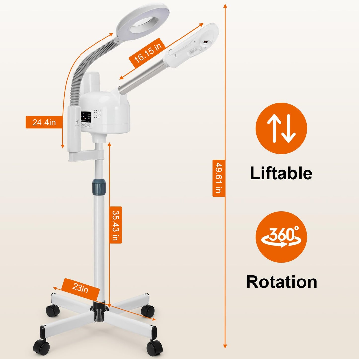 Professional Facial Steamer with 5X Magnifying Lamp, 2 in 1 Facial Steamer Upgrade PTC Heating, Esthetician Steamer Hot Mist Face Steamer for Salon Spa Beauty Skin Care