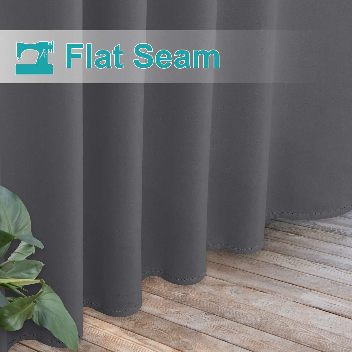 NICETOWN Patio Outdoor Curtains with Sticky Tab Top Waterproof - Light Block Vertical Drapes for Porch, Gazebo, Pergola Outdoor/Indoor Privacy Curtains 2 Panels, 84 x 84 inch, Grey