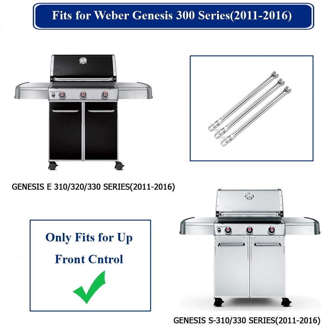 Utheer 62752 19.5" Grill Burner for Weber Genesis E/S-310, 320, 330 Gas Grills (2011-2016with Front Burner Knobs), NOT Compatible with Genesis II 310/340