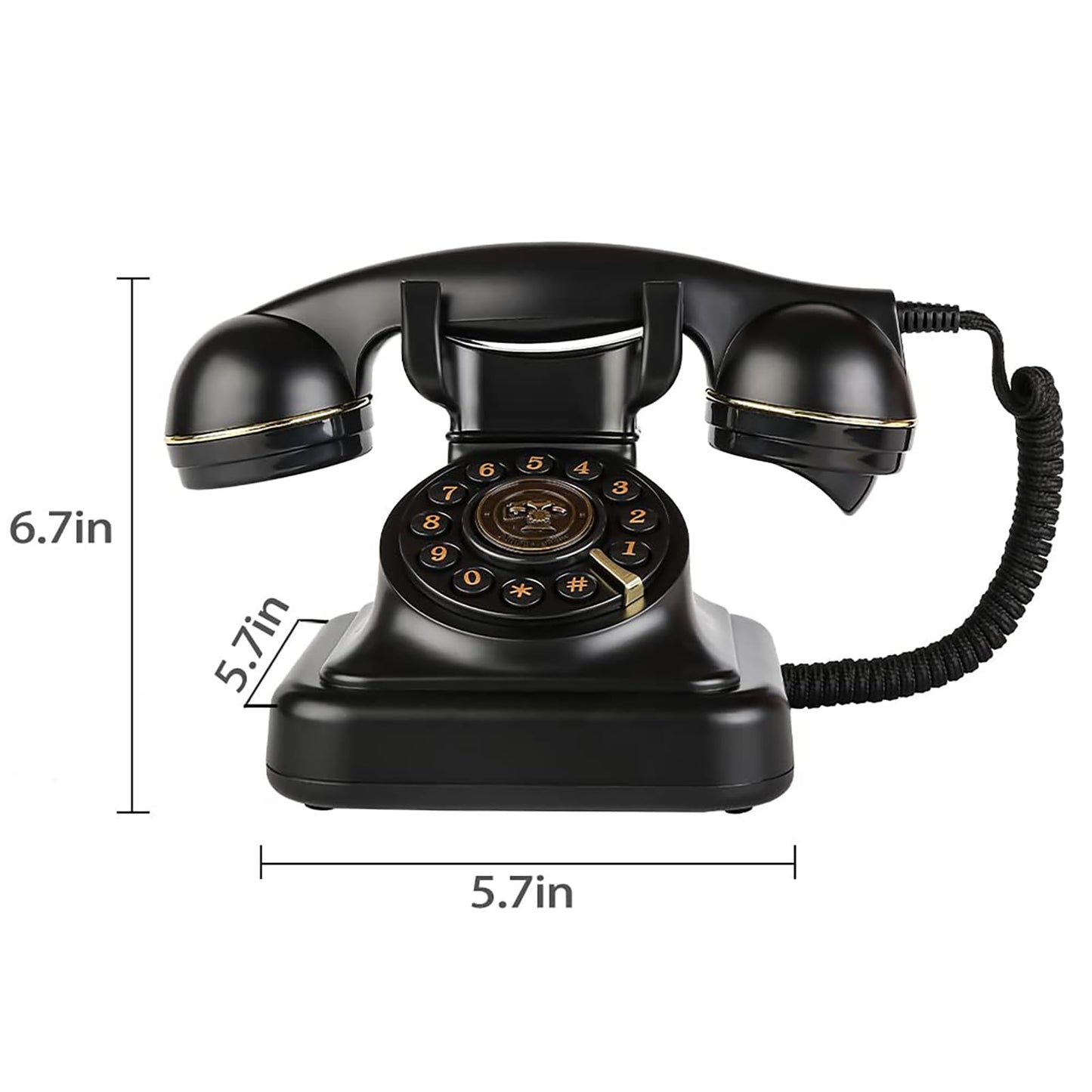 Sangyn Retro Landline Telephone Classic Rotary Design Old Fashioned Corded Desk Phone for Home and Office