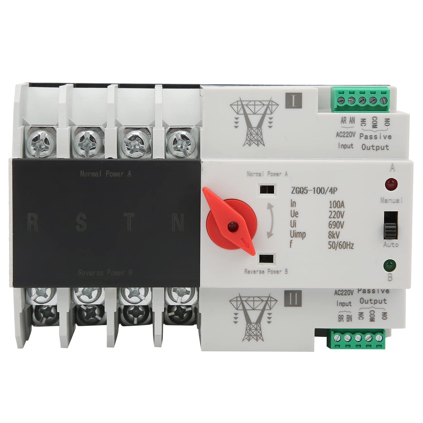 Dual Power Automatic Transfer Switch, High Sensitive Response Circuit Breaker Changeover 220V (ZGQ5-100/4P)