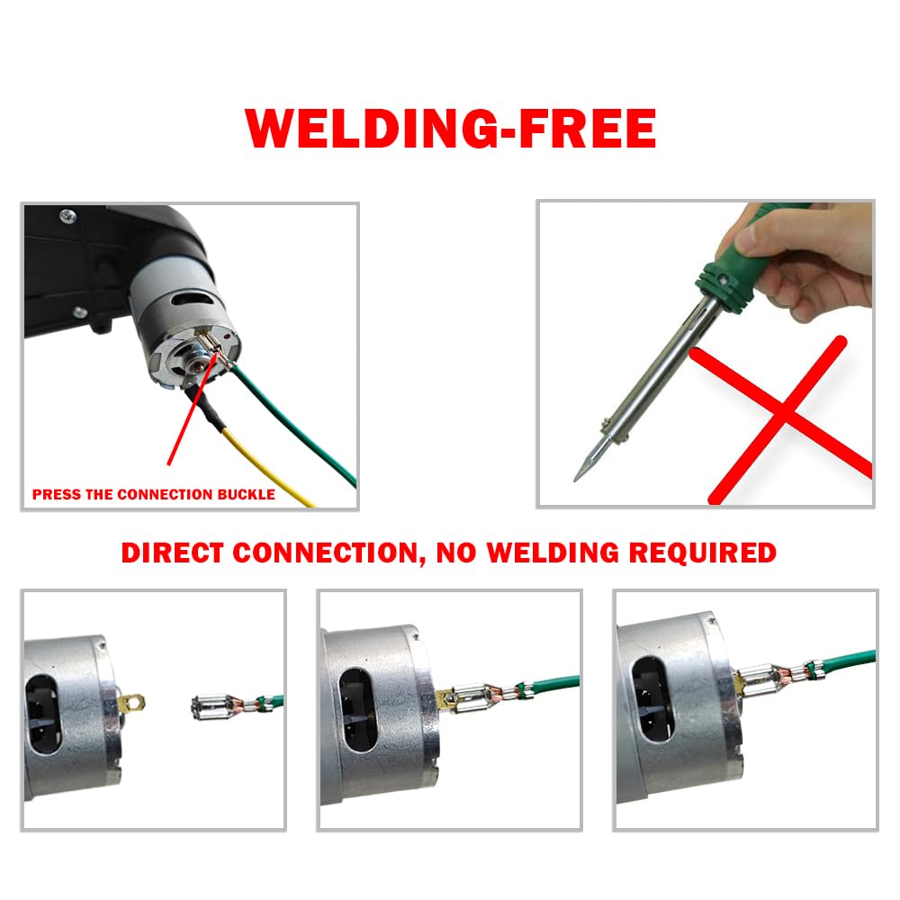 2PCS 24V RS555 35000RPM High-Speed Steel Gears Motor Gearbox for Power Wheels Kids Ride on Car Motor Upgrade,18V-24V Motor Conversion Kit,Coupler for Power Wheels Rubber Tire Upgrade Replacement Parts