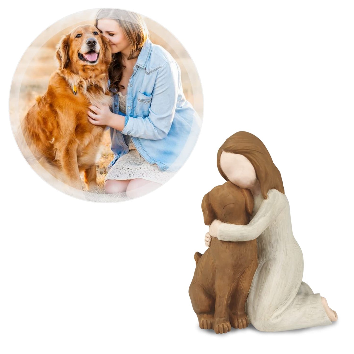 Hensonever Angel Figurines - Angel of Friendship Memorial Gifts for Dog Lovers
