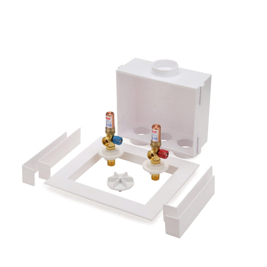 Oatey 38569 Quadtro Washing Machine Outlet Box, Hammer Arrestors, 1/4 Turn, Copper