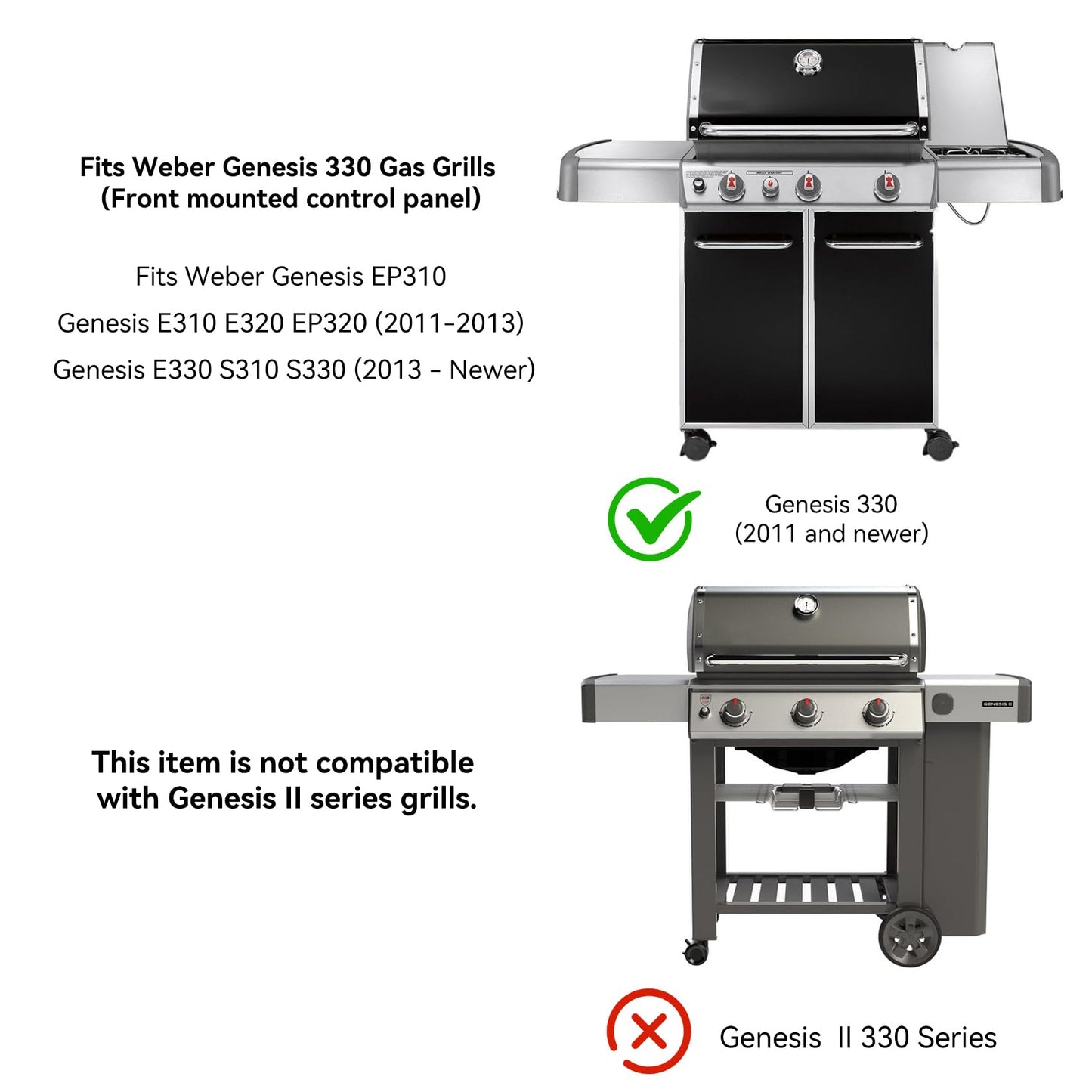 only fire 7629 Grill Igniter Kit Fits Weber Genesis 330 Series Gas Grill with Front Mounted Control Panel (2011 - Newer), Electronic Igniter, Electrodes Ignition Kit Replacement