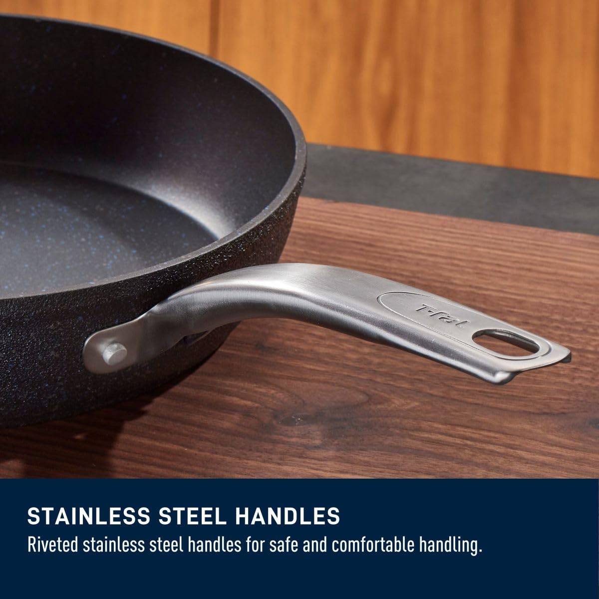 T-fal StoneShield 10"/ 26cm Frypan, Non-Stick, Anti-Warp, Rock Texture, Dishwasher & Oven Safe, Easy to Clean