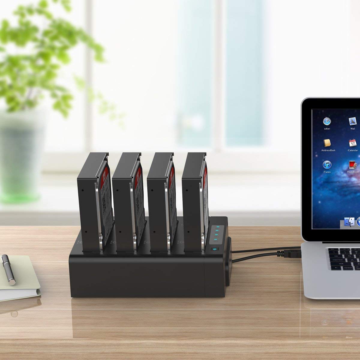 ORICO 4 Bay USB 3.0 SATA Hard Drive Docking Station, Docking Station Encloure for 2.5" and 3.5" Hard Drives, Support of Max. 64 TB, 12V6.5A Power Adapter with Windows/Mac/Linux