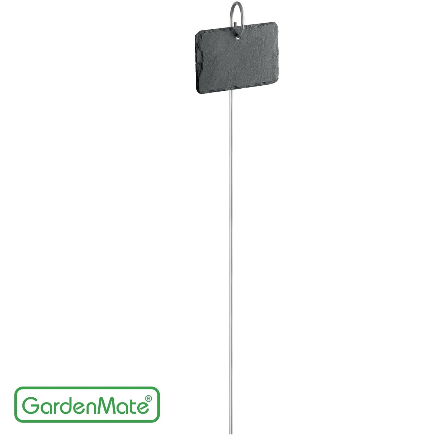 GardenMate 10-Pack 22" tall Slate Plant Labels with Metal Rod - Slate tag 4"x2 3/4" - Natural Style