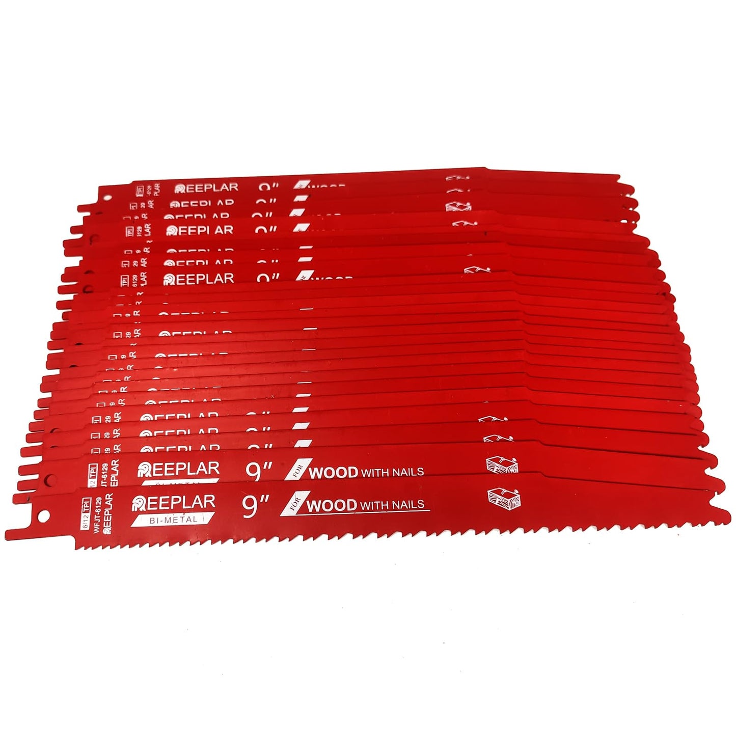 9 Inch 6/12 TPI Reciprocating Saw Blades Set Bi-Metal Pruning Blades for Nail-Embedded Wood,25 Pack,Wood with Nails,Metal/Wood Cutting Sawzall Blades