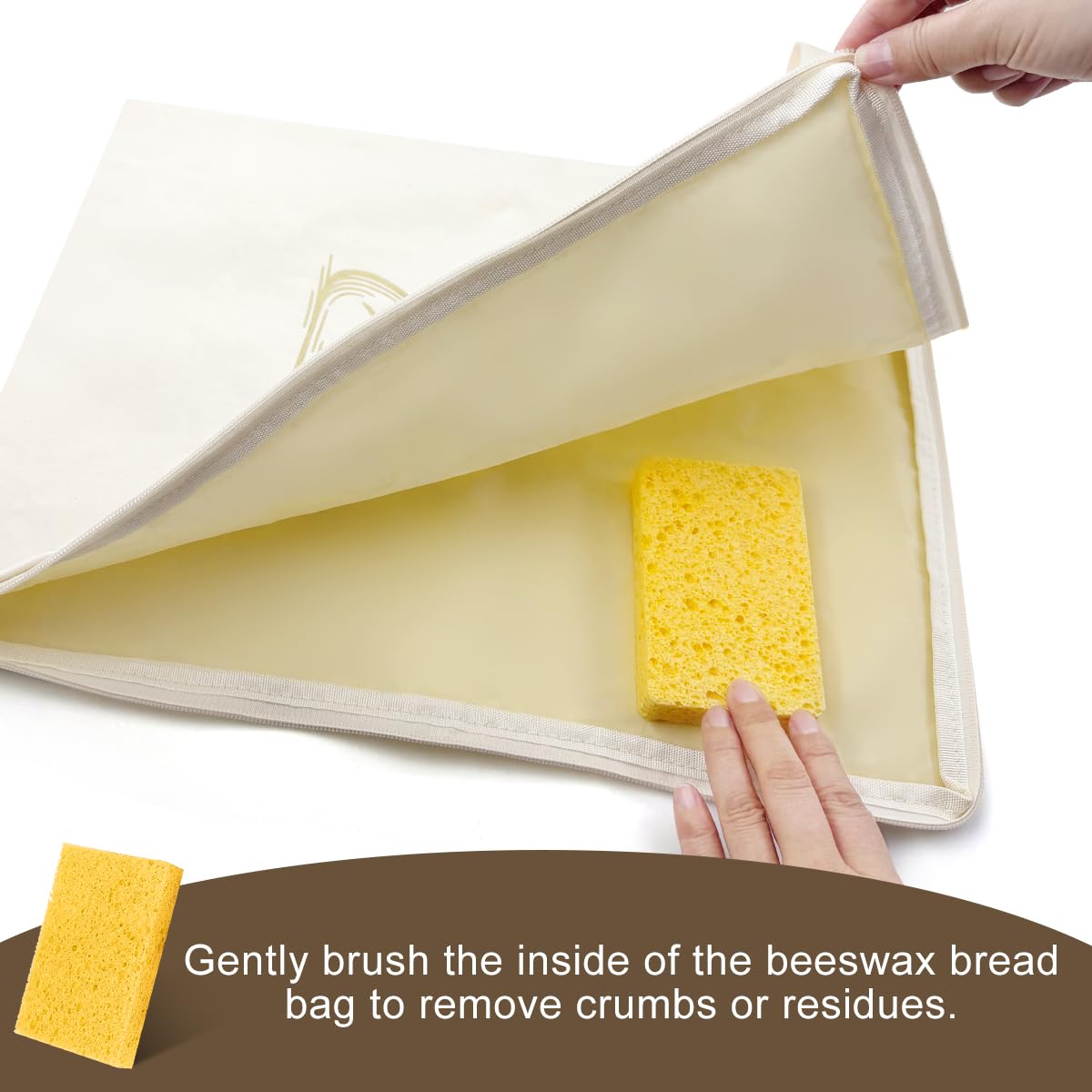 Beeswax Bread Bags for Sourdough & Homemade Bread,2 Pack XXL 17x13x1.2 Inch Reusable Organic Beeswax Linen Cotton Bread Storage with Wide Zipper Access to Keep Fresh,Sourdough Bags with Cleaning Brush