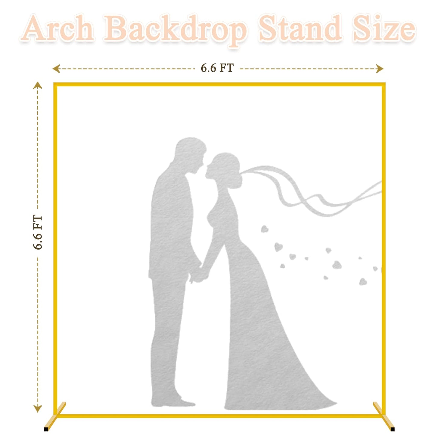 FANPROMS 6.6FT x 6.6FT Gold Squared Arches for Wedding Square Arch Stands Metal Balloon Boho Square Metal Stand Wedding Arch Frame for Birthday Party Bridal Baby Shower Anniversary Decoration