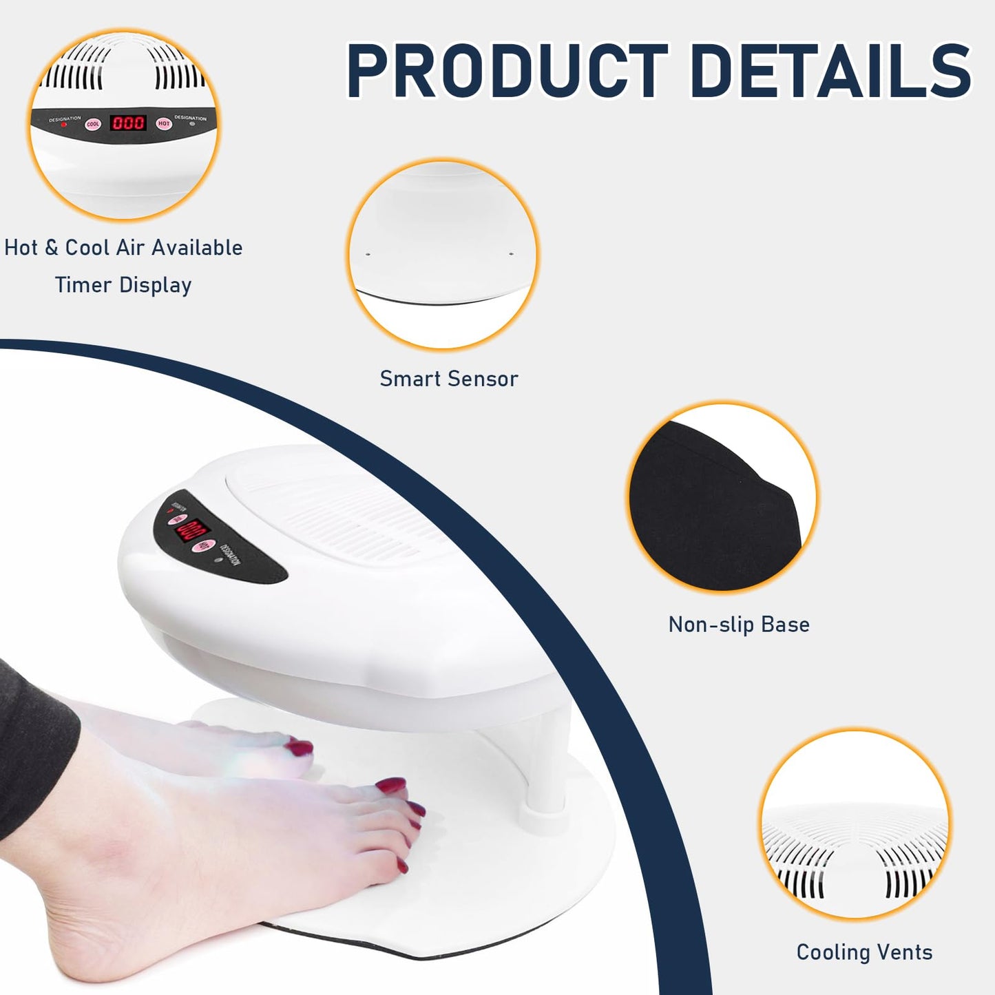 QUTUNI Nail Dryer for Regular Polish, 400W Air Nail Dryer Fan with Auto Sensor, Professional Nail Drying Fan with Hot and Cool Air for Salon and Home Use