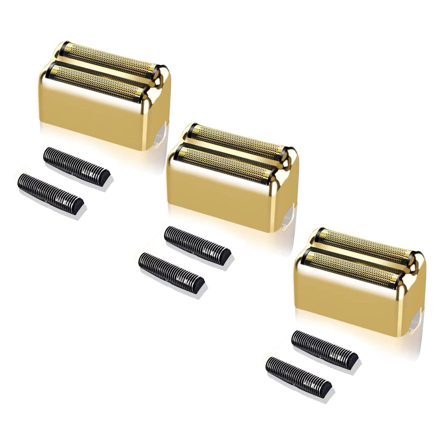 Professional Replacement Foil and Cutters for BaBylissPRO Barberology Double Foil Shaver, Compatible with BaBylissPRO Barberology FXFS2 Shaver (3 gold)