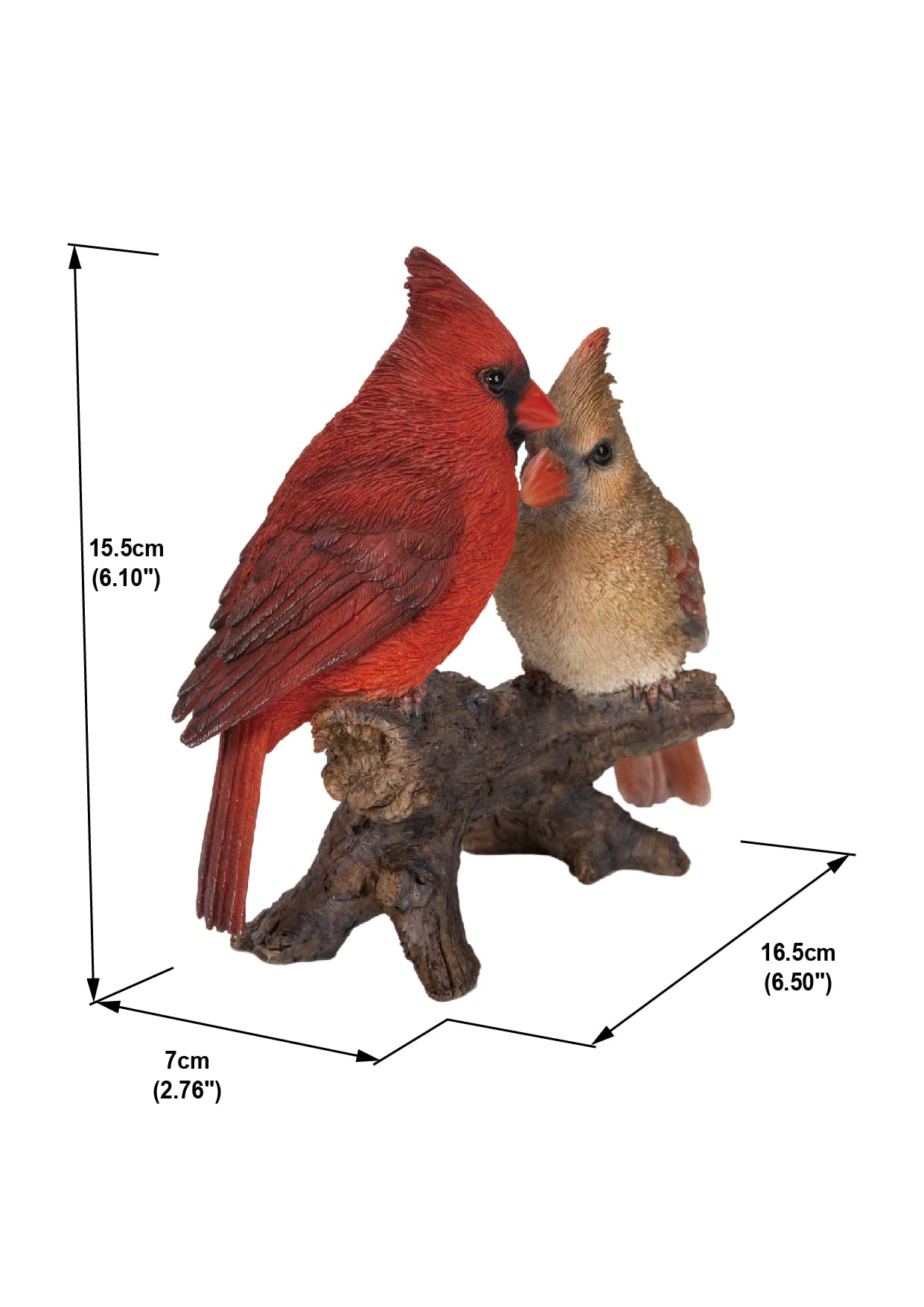 Cardinal Couple on Stump Garden Statue