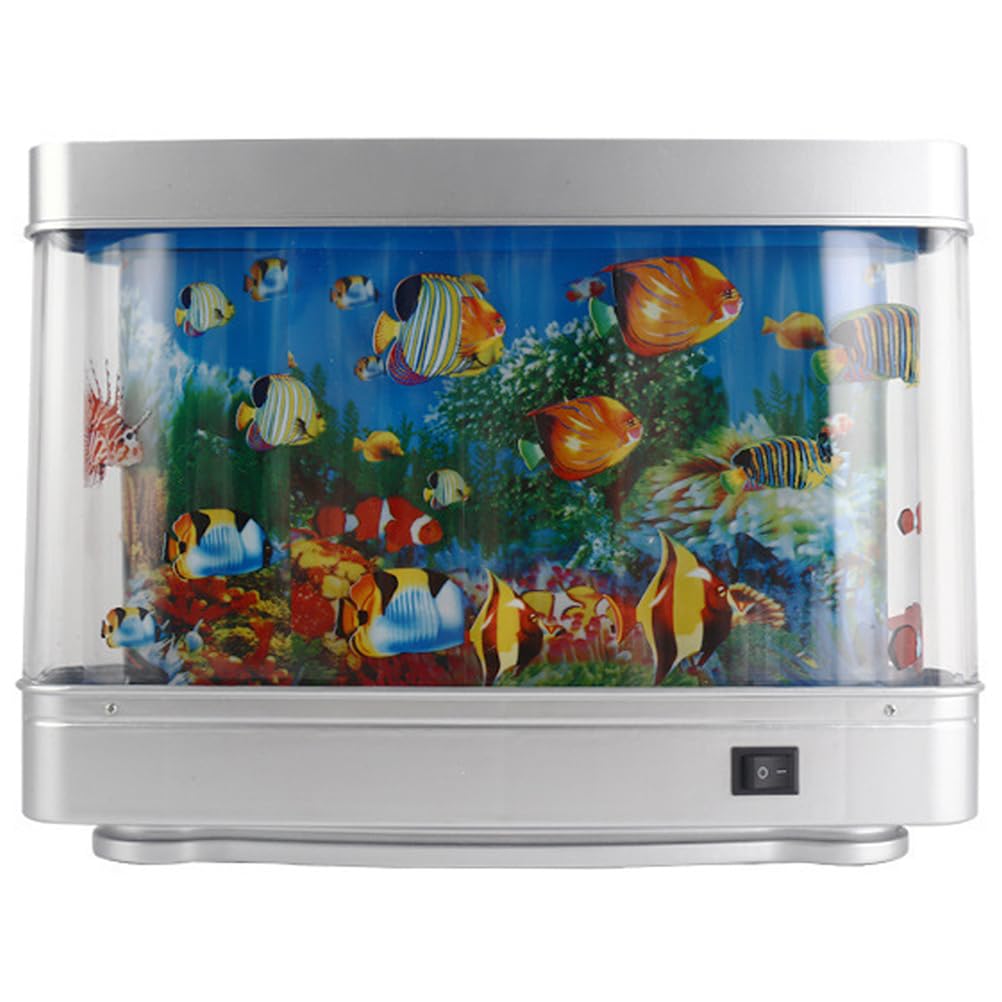 DOITOOL Fake Fish Tank Mini Aquarium: Artificial Tropical Fish Decorative Fake Fish Aquarium Lamp Artificial Aquarium Lights Motion Lamp Night Light with Moving Fish (US Plug)