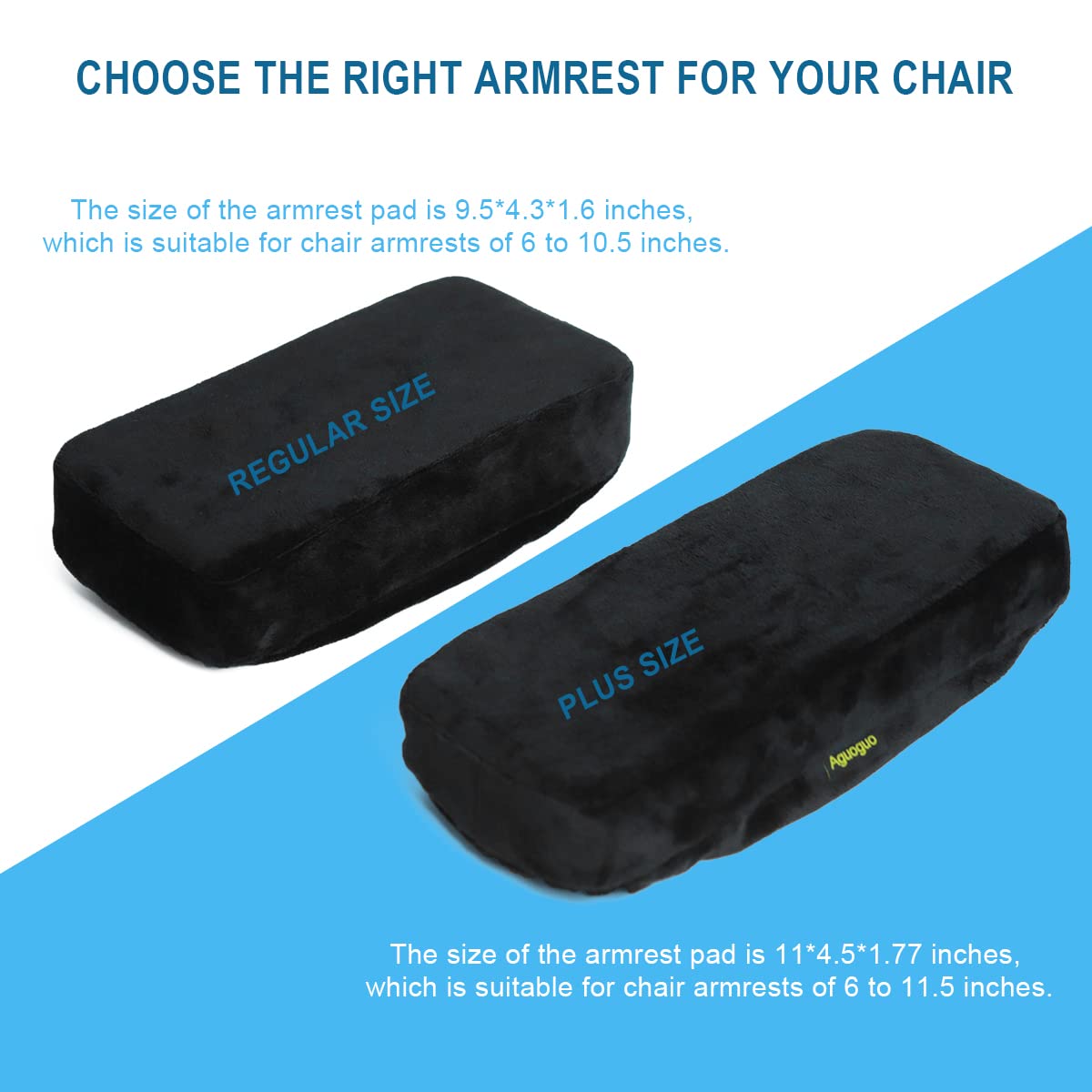 Aguoguo Office Chair Armrest Pillow, New Extended 11" Office Chair Armrest Cover Cushion, Memory Foam Gaming Chair Arm Cover, Comfortable Desk Chair Cushion for Elbows and Forearms (Large, Set of 2)