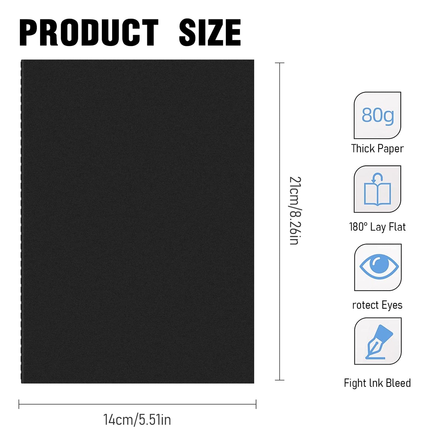 24 Pack Graph Paper Notebooks, A5 Black Grid Paper Notebook, 80 Pages/40 Sheets, 80GSM, 8.3x5.5 Inch, Quad Ruled, Square Grid Travel Notebooks Journals for Math, School, Work, Office