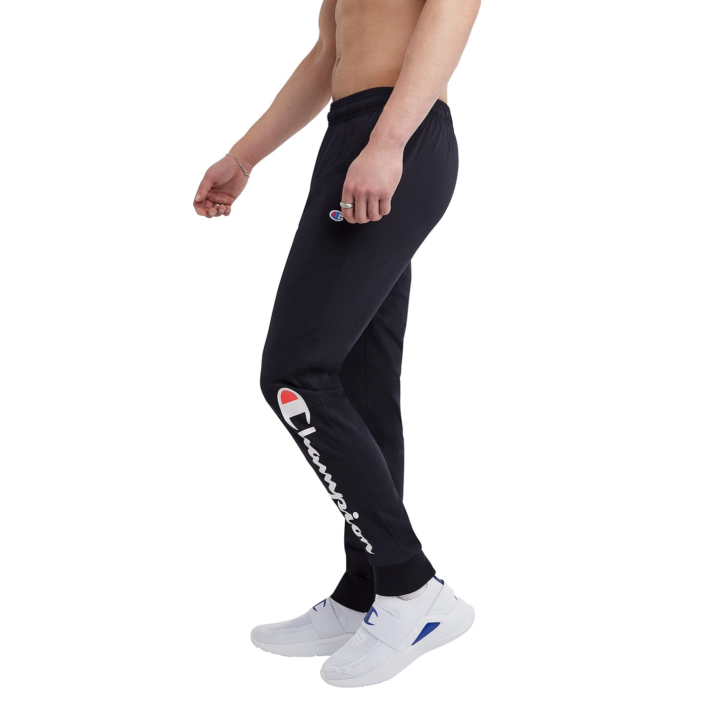 Champion Men's Joggers, Lightweight Lounge Pants, Jersey Graphic Pants for Men, 31", Navy - Classic Script Logo, XX-Large