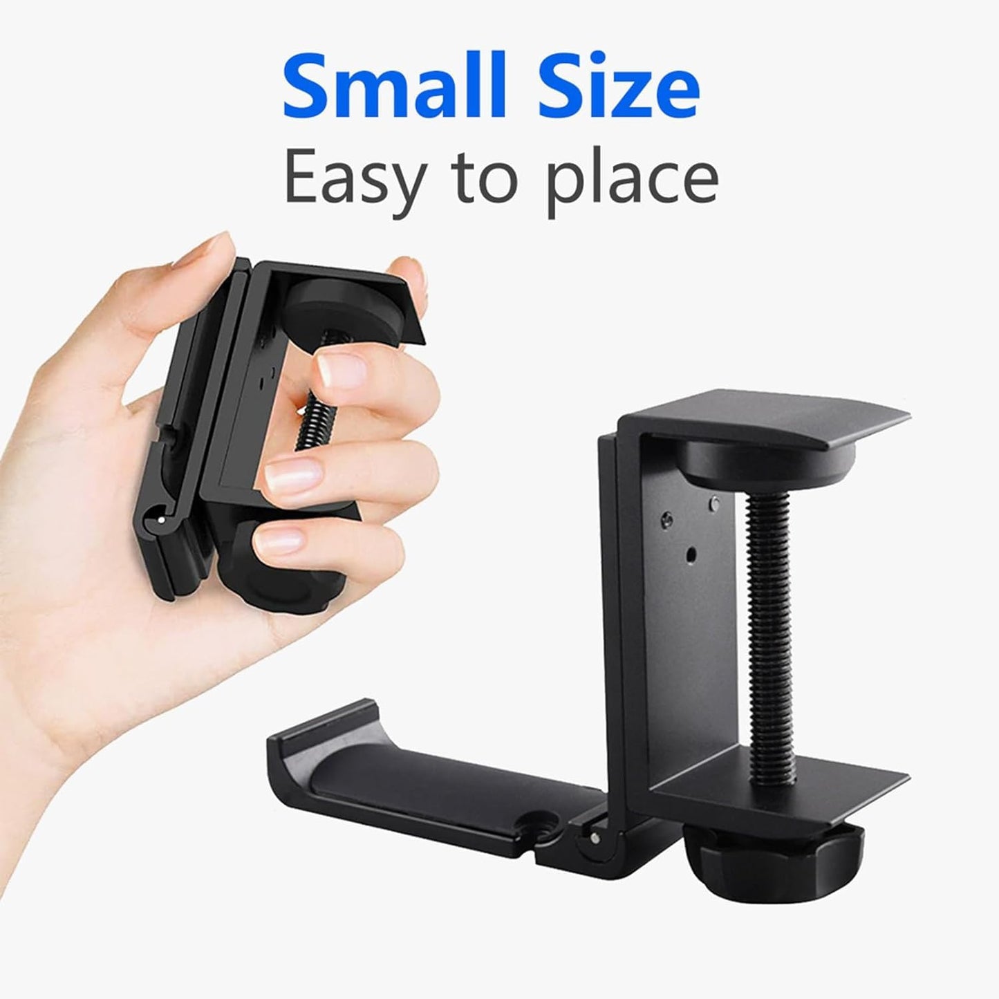 Goldmille Aluminum Headphone Stand Hanger Foldable with Cable Clip - Headset Holder Clamp Hook Under Desk, Save Your Space While Working & Gaming - 2Pack