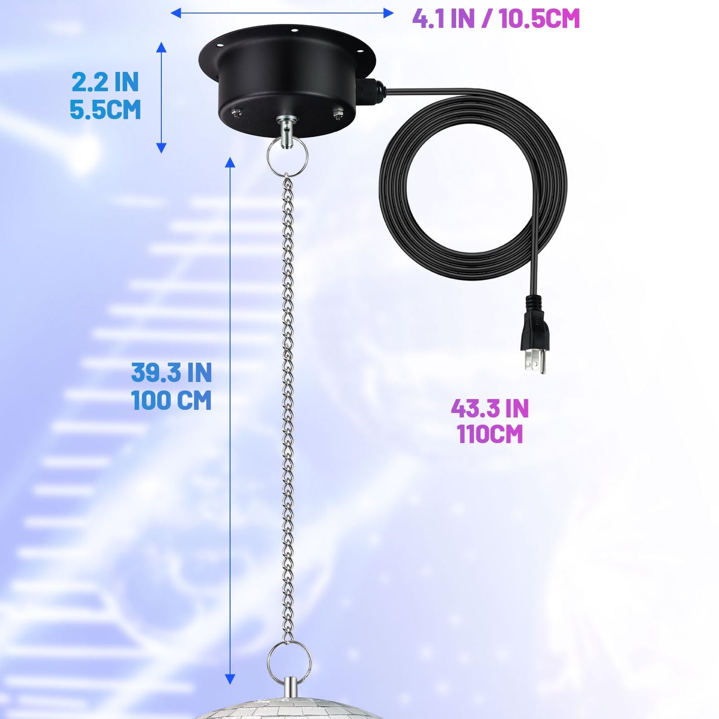 1 RPM Slow Speed Disco Ball Motor Heavy Duty Mirror Ball Electric Motor Rotator Supports 4'' - 12'' Balls for Dj Party Light Home Bands,Christmas Party